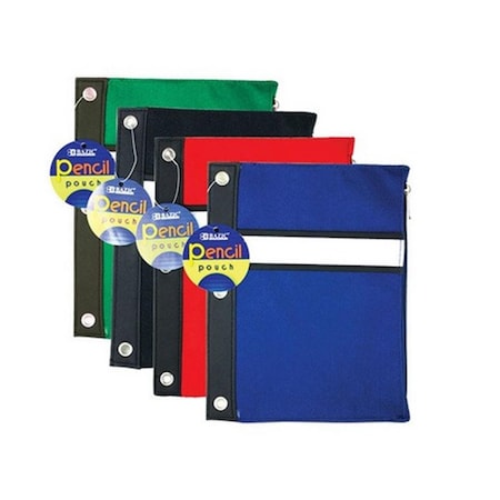 Bazic Assorted Color 3-Ring Pencil Pouch Pack Of 24